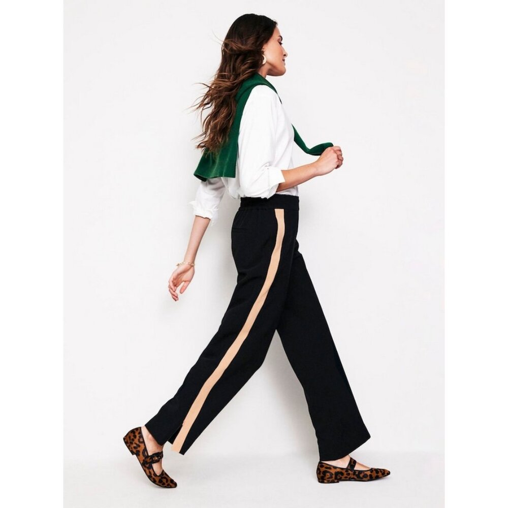 Boden Black Side Stripe Pull-on Trousers - Picture 2 of 16